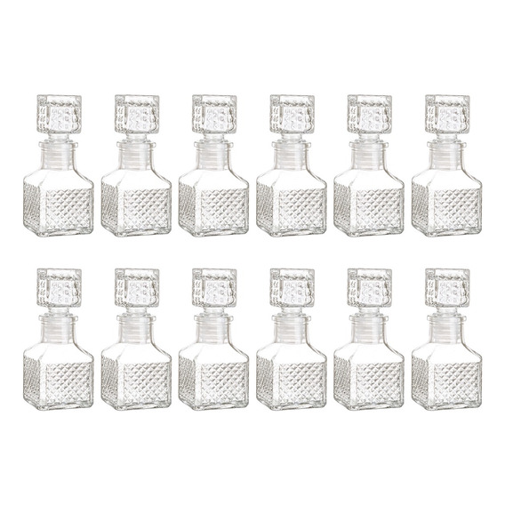 Set 12 Nano Licoreras Botella Rodas Vidrio Cristal 65ml