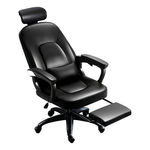 Sillas Oficina Gamer Ejecutiva Piel Latex 5 Reclinable Jefe Color Negro