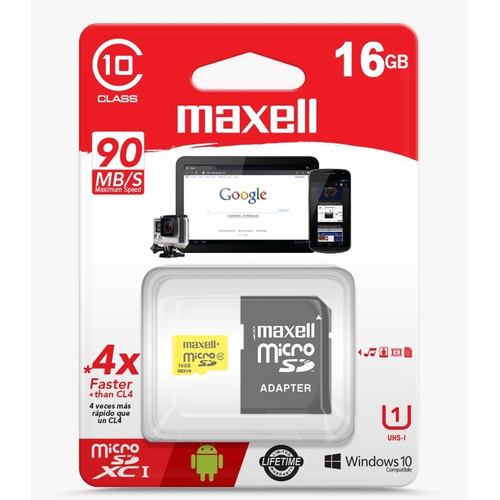 Memoria Micro Sd 16gb Maxell Clase 10 Celular Camaras Tablet