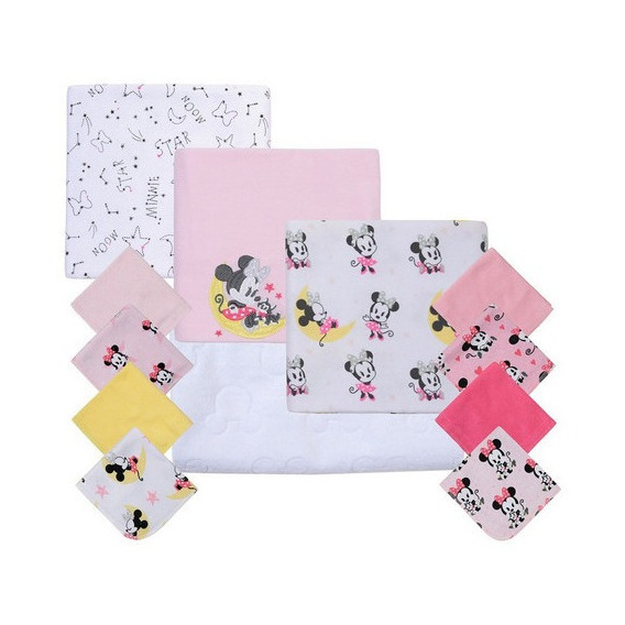 Set 12 Piezas Baby Gift Bambino Minnie Moon And Stars Rosado