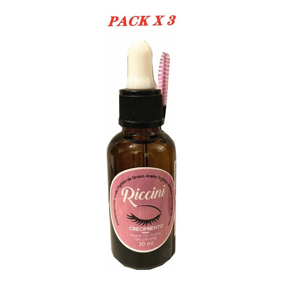 Pack X 3 Aceite Ricino Para Pelo Y Pestañas Con Aplicador