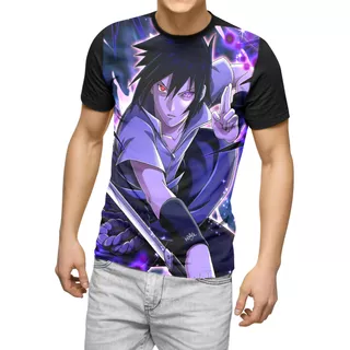 Camisa Camiseta Sasuke Uchiha Naruto Shipuuden Animes 