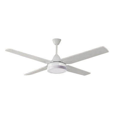 Ventilador De Techo Blanco 4 Palas Madera Con Led 18w  Tg Blanco Led Cálido