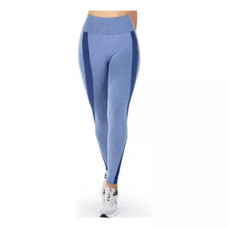 Calça Legging Fitness Mescla Sem Costura-v02 Azul