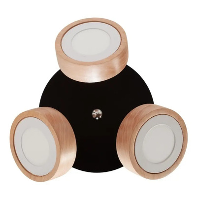 Plafon Redondo 3 Luces Led Leon Negro Madera Movil Diseño 