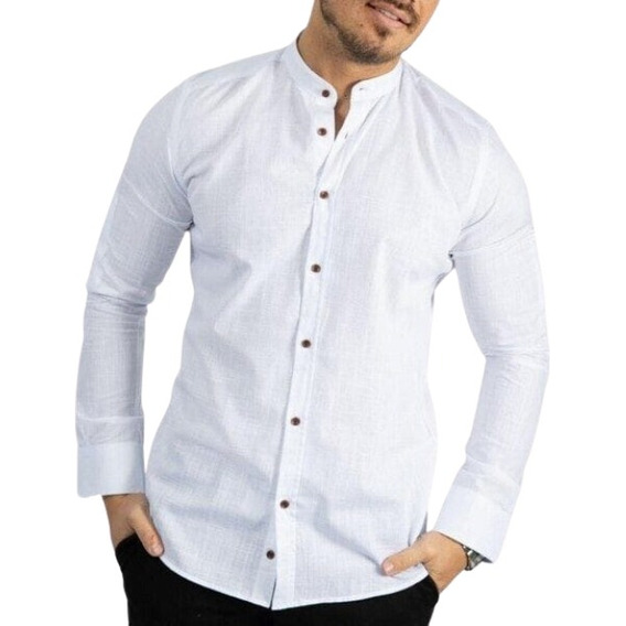 Camisas Lino Manga Larga Hombre