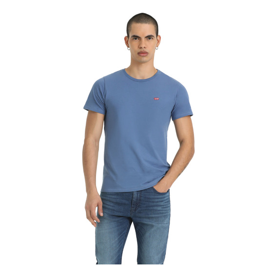 Polera Hombre Cuello Redondo Minilogo Azul Levis 56809-0135