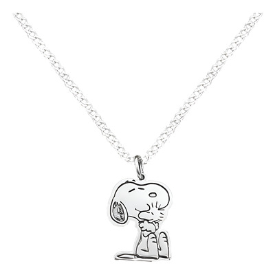 Dije Y Cadena Snoopy Sentado Chico Plata .925 Envio Gratis