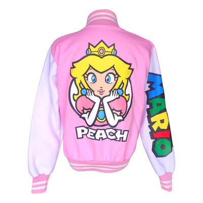 Chaqueta Chamarra Beisbol Niña Princesa Peach Mario Bros 