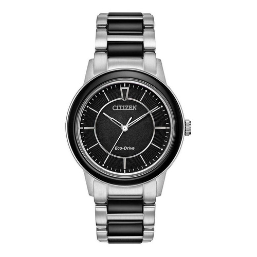 Em0741-51e Reloj Citizen Chandler Eco Drive Plateado/negro Color de la correa Negro Color del bisel Negro Color del fondo Negro