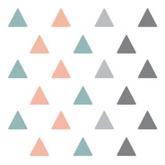 Adesivo De Parede Triângulos Cinza, Coral E Verde 121 Un