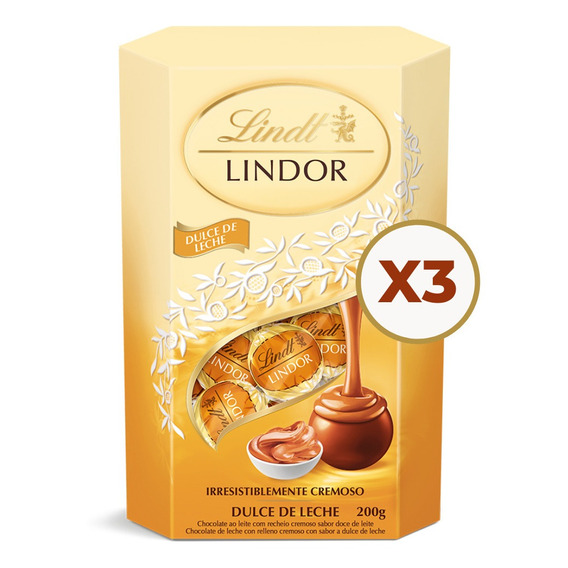Lindt Lindor Dulce De Leche 200 Gr. Pack X3