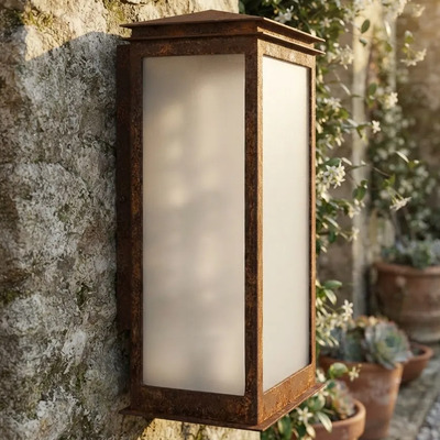 Farol De Exterior Aluminio Urbano.11 Grande 1xe27 Oxido Óxido