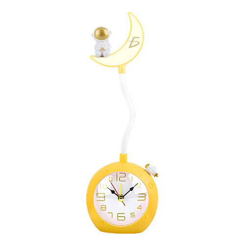 Lámpara Reloj Astronauta Estudio Escritorio Led Recargable Color De La Estructura Amarillo Color De La Pantalla Blanco