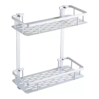 Repisa Organizador De Baño Aluminio Ducha 2 Estantes Inox Color Plateado