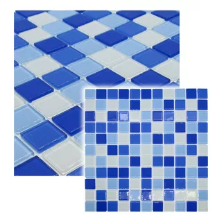 Kit 3 Placa De Vidro Para Banheiro Piscina Azul Mescla 30x30