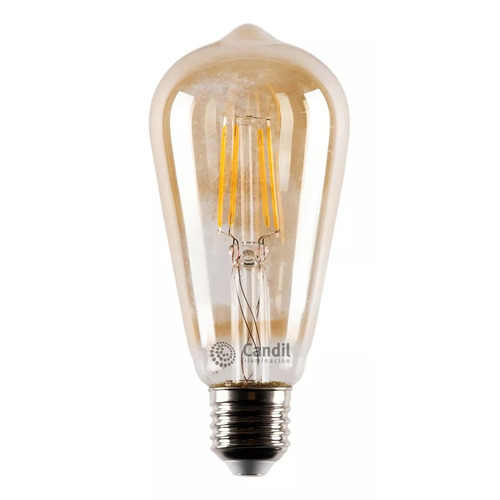 Lámpara Filamento Led Pera Vintage E27 7w Ambar - Candil Color de la luz Blanco cálido