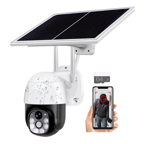 Kit Camara Ptz Hd Exterior Wifi + Panel Solar + Memoria 64gb