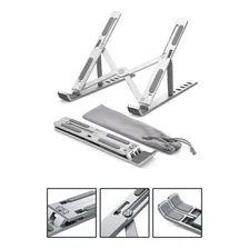 Suporte Para Notebook e Macbook de Alumínio Dobrável Prateado