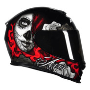 Capacete Axxis Eagle Lady Catrina Gloss Black/red