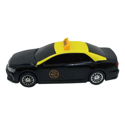 Taxi Auto A Fricción Grande Faydi Color Negro Y Amarillo