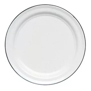 Plato Llano 26cm Ac.vitrificado Blanco B/negro Cinsa