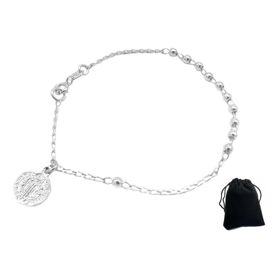 Pulsera San Benito Plata 925 Brazalete Mujer Regalo Mamá 