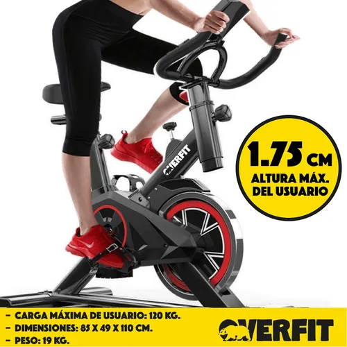 Bicicleta Estática Overfit Basic Para Spinning Negra Y Roja