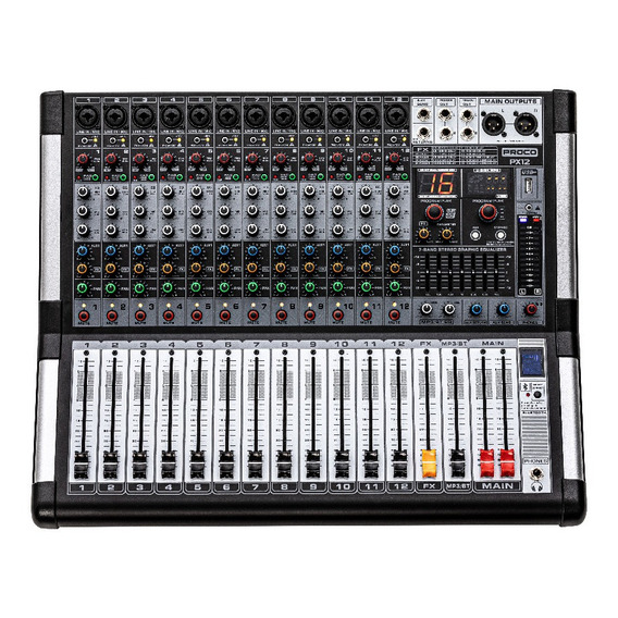 Proco Px 12 Power Mixer Consola Potenciada Audio Bt Usb Fx 