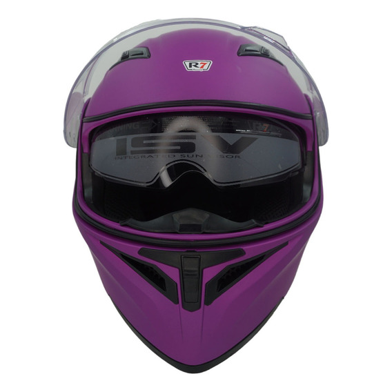 Casco para moto R7 Racing Unscarred  violeta mate  liso talla S 