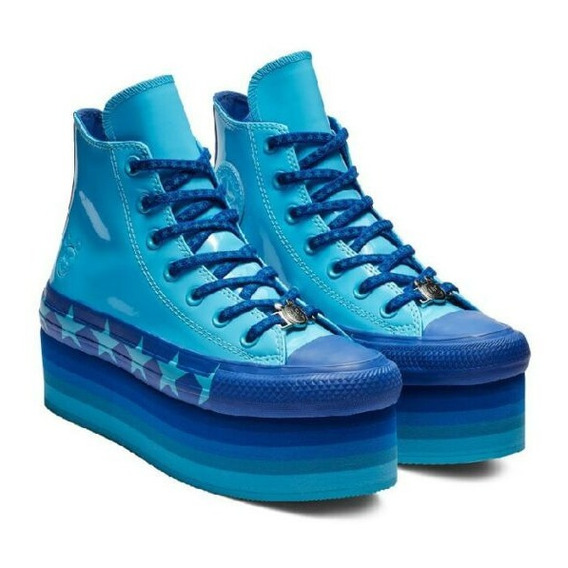 Converse 563724c Miley Cyrus Plataforma Blue Charol Azul 