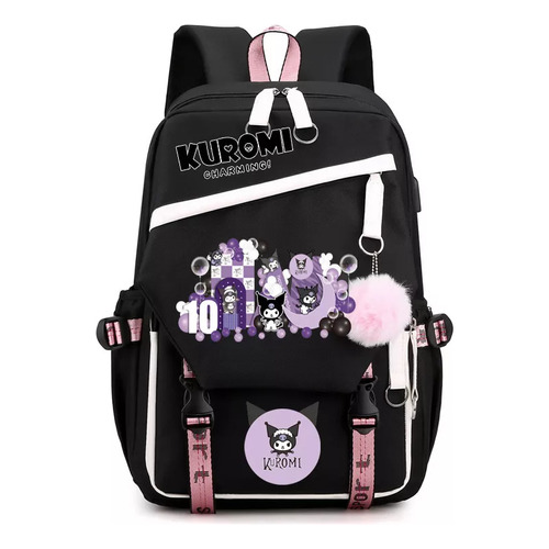 Mochila Escolar Kuromi Melody De Gran Capacidad Color Black 3