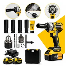 Chave De Impacto Com 2 Baterias Furadeira Parafusadeira Profissional Mandril 1,2 Quadrado Torque 440 Nm 0-2400 Rpm Velocidade Variável Carregador Bivolt Motor Sem Escova E Acessórios CNC DO BRASIL