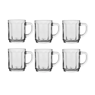 Kit 6 Xicara Americano 230 Ml Caneca Relevo Vidro Mug