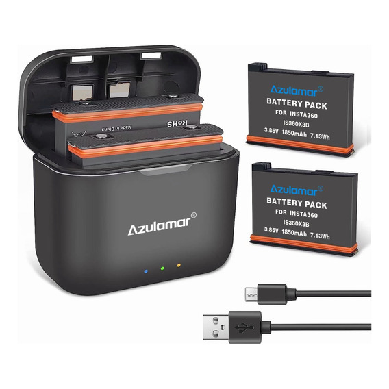 Azulamar 2x Batería Y Cargador Para Insta360 One X3