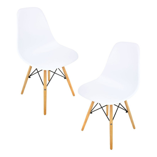 Silla Comedor Moderna Vintaje Tipo Eames Minimalista 2 Pzas Color del asiento Blanco