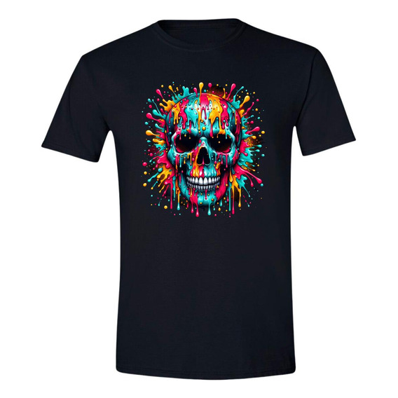 Playera Hombre Calavera Psicodélico 000089n