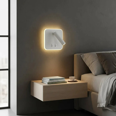 Paxk X 2 Aplique Cabecera Con Tecla Cuadrado Focus Blanco Ld Blanco