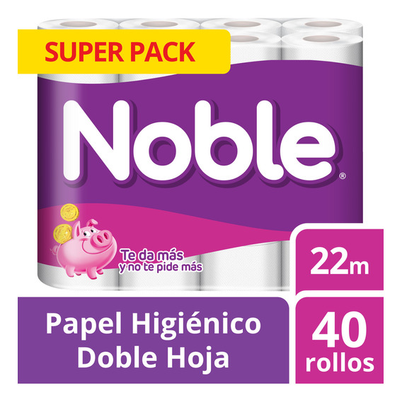 Papel Higiénico Noble Doble Hoja 40 Un 22 Mt