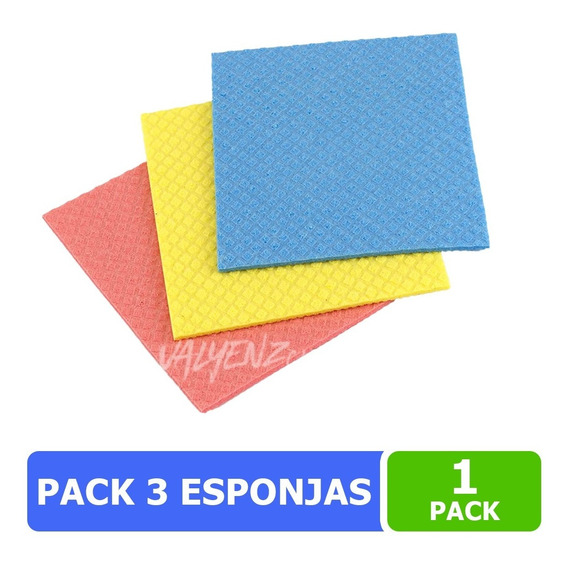 Paño Esponja 3 Unidades Ultra Absorbente Limpieza Biodegrada