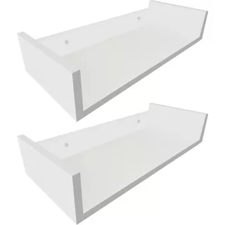 Kit 2 Prateleira Nicho U 60x25 Branco Mdf Livro Roupa Sapato