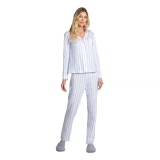 Pijama Americano Inverno Manga Longa Feminino 100% Algodão