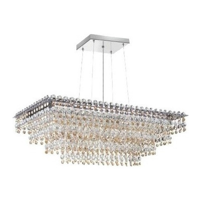 Lampara Araña Colgante Lluvia Cristal Ambar 6 Luces Led Pal