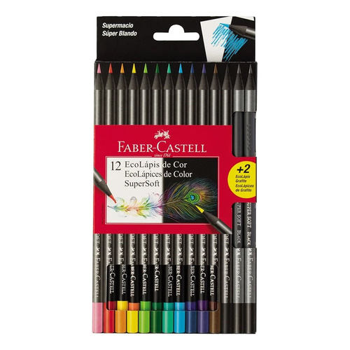 Lápiz de color Faber-Castell 12 EcoLápices de color SuperSoft + 2 EcoLápices de grafito pack 14u