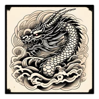 #435 - Cuadro Decorativo Vintage - Dragon Tattoo Tatuaje 
