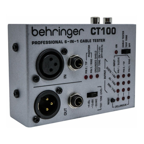 Comprobador de cables de audio XLR Behringer P10 Rca Ct100, color plateado