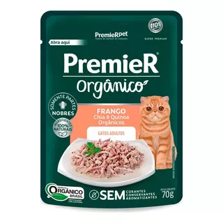 Premier Sachê Gourmet Gatos Adultos Orgânico Frango 70g