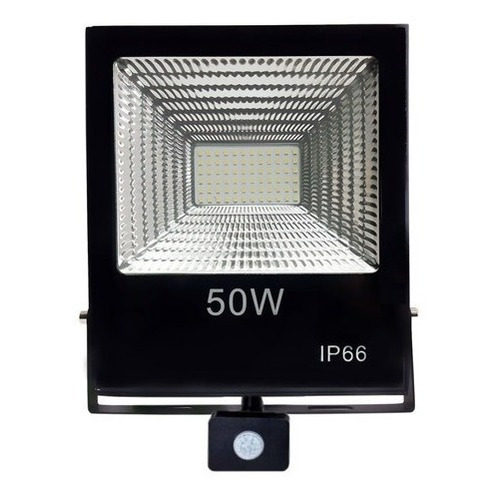 Foco Led Con Sensor De Movimiento 50w Ip66 Para Exterior Color de la carcasa Negro Color de la luz Blanco frío