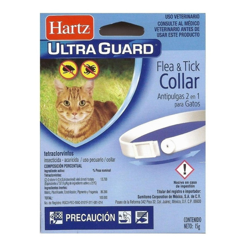 Collar antiparasitario para pulga Hartz UltraGuard para gato color blanco