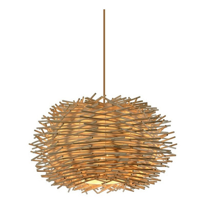 Colgante Nest 1 Luz Caña De Bambu Apto Led Deco Moderno Cie